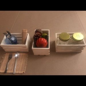 Three small wood crate boxes.